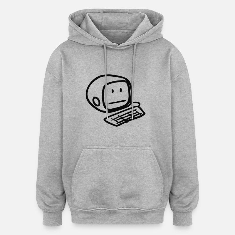 Computersmiley (Schwarz) - Oversized Unisex Hoodie - Grau meliert