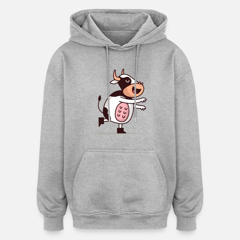 Vaches vache - Sweat à capuche oversize unisexe - gris chiné