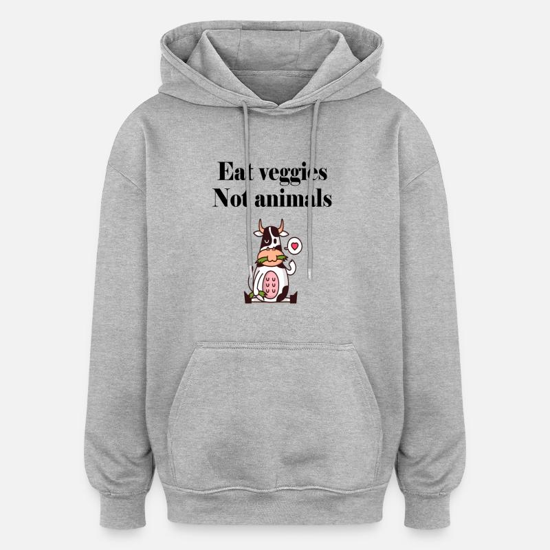 Vegan Vache Vaches Vegan Vegan - Sweat à capuche oversize unisexe - gris chiné