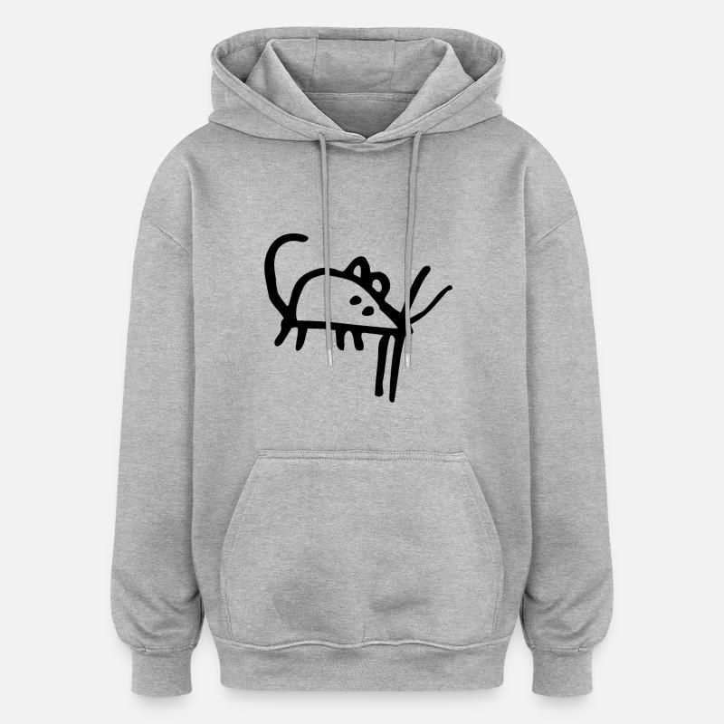Souris douce (noir) - Sweat à capuche oversize unisexe - gris chiné