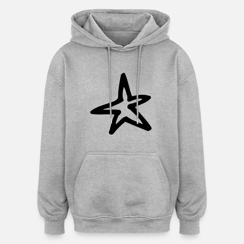 Schlichter Stern (Gemalt/Silhouette) - Oversized Unisex Hoodie - Grau meliert