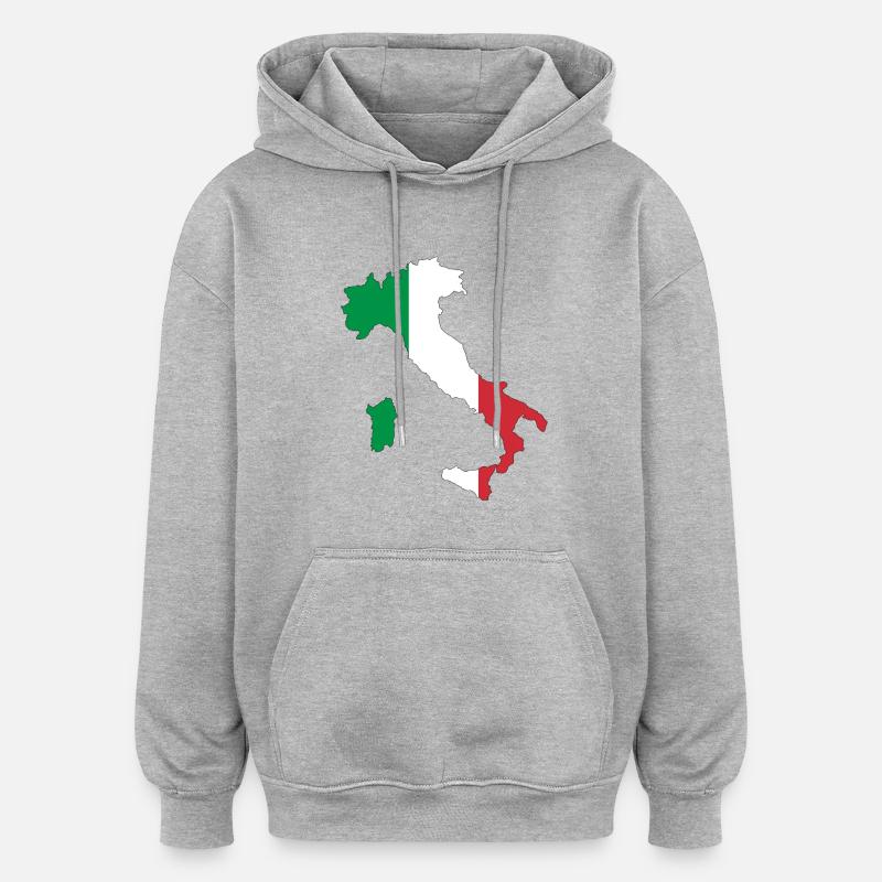 Italie - Sweat à capuche oversize unisexe - gris chiné