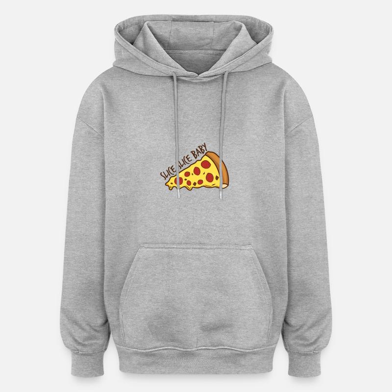 pizza - Sweat à capuche oversize unisexe - gris chiné