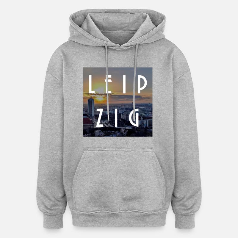 Leipzig - Sweat à capuche oversize unisexe - gris chiné