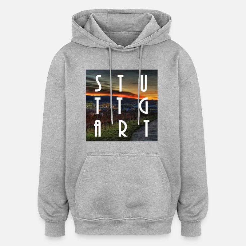 Stuttgart - Sweat à capuche oversize unisexe - gris chiné