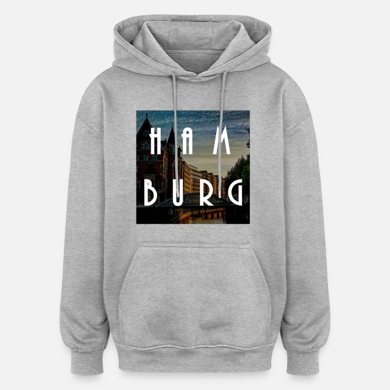 Hambourg - Sweat à capuche oversize unisexe - gris chiné
