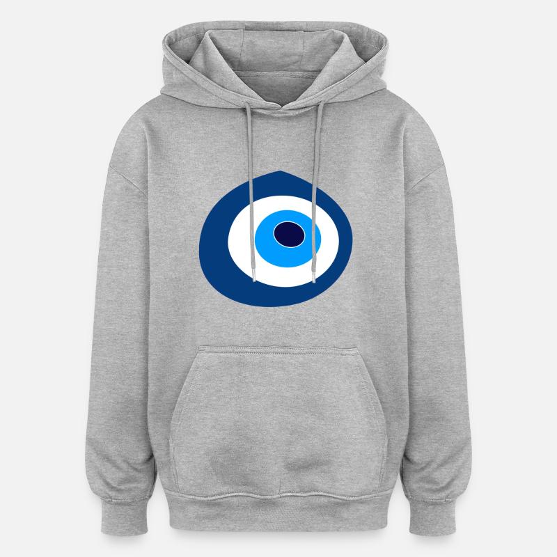 Œil turc Nazar - Sweat à capuche oversize unisexe - gris chiné