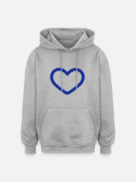 Heart Symbol Blue - Oversized Unisex Hoodie - heather grey