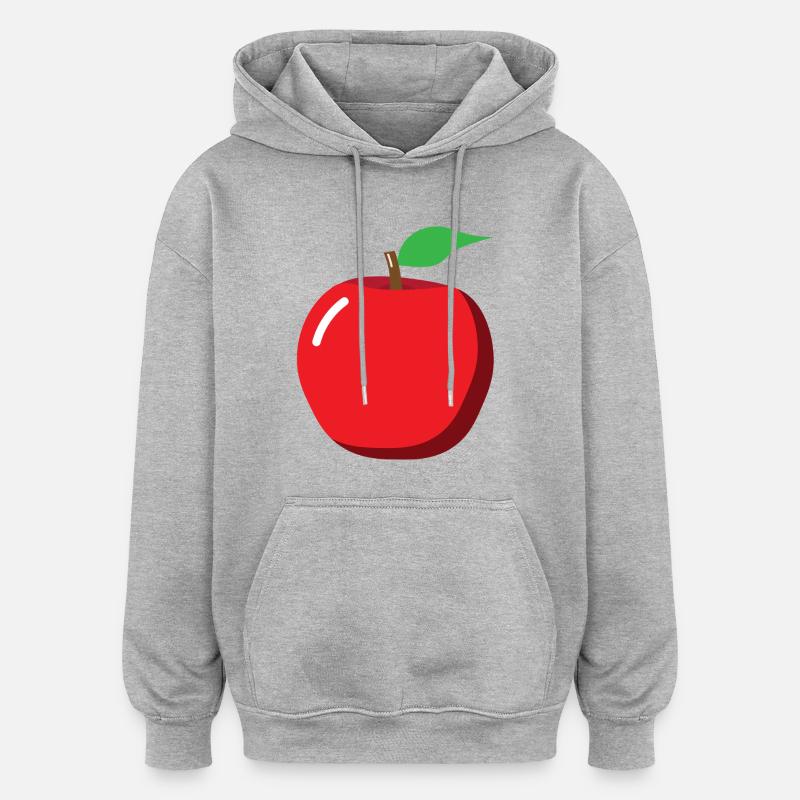Apple - illustration - Sweat à capuche oversize unisexe - gris chiné