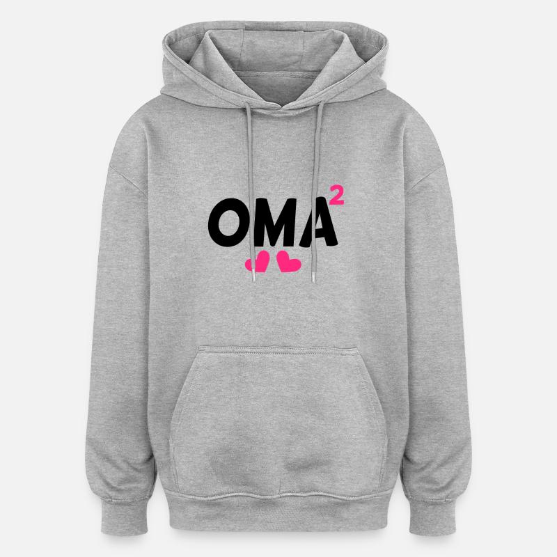 Oma hoch Zwei - Oversized Unisex Hoodie - Grau meliert