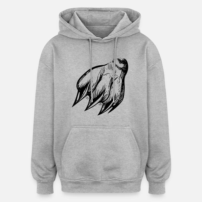 Patte de griffe dangereuse - Sweat à capuche oversize unisexe - gris chiné