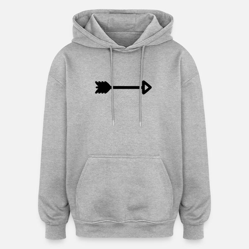 Symbole de flèche Noir - Sweat à capuche oversize unisexe - gris chiné