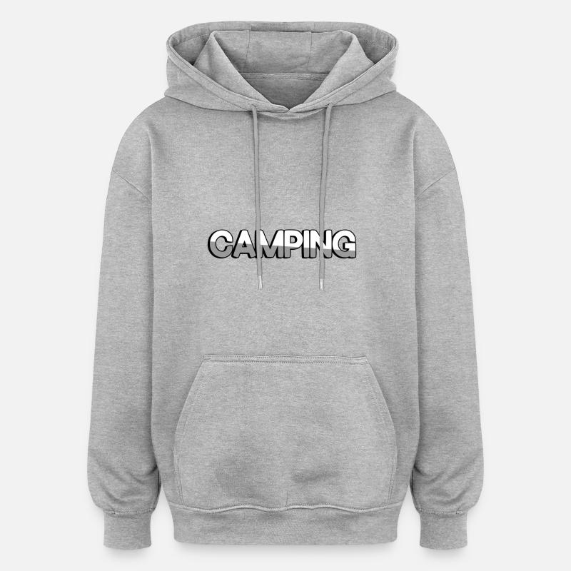CAMPING - Camping - Sweat à capuche oversize unisexe - gris chiné
