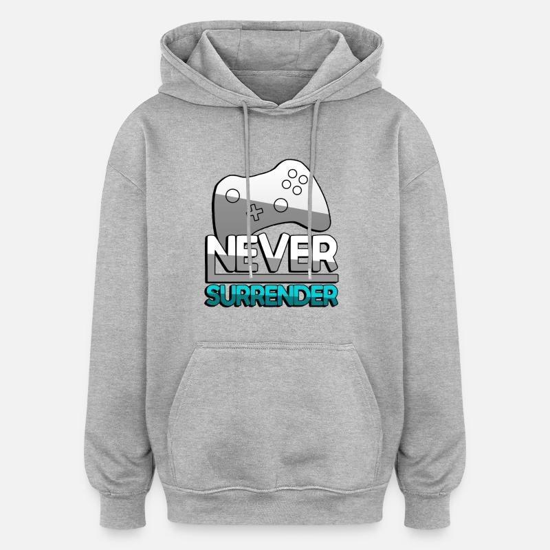 NEVER SURRENDER (Turquoise) + Contrôleur - Jeux - Sweat à capuche oversize unisexe - gris chiné