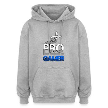 PRO GAMER (Blau) + DNA - Gaming - Oversized Unisex Hoodie - Grau meliert - Vorne - Noah (186cm)