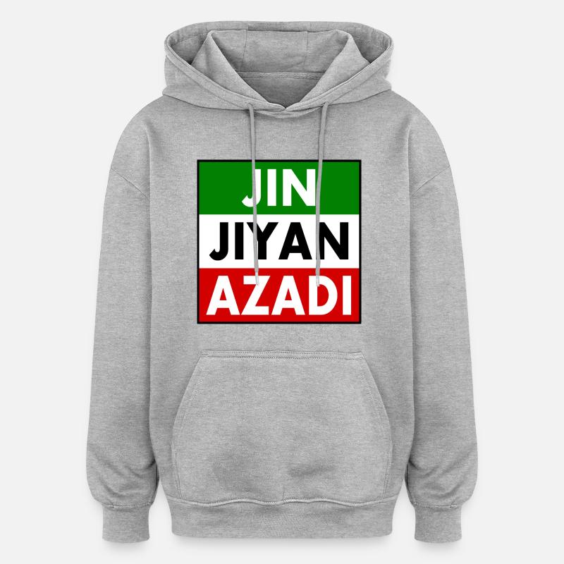 jin jiyan azadi - Sweat à capuche oversize unisexe - gris chiné