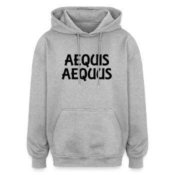 Aequis Aequus - Den Rechten recht - noir - Sweat à capuche oversize unisexe - gris chiné - Devant - Noah (186cm)