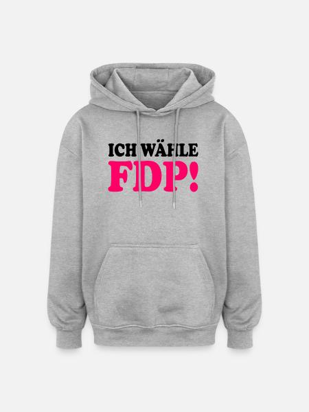 Fdp - ich wähle fdp - Oversized Unisex Hoodie - Grau meliert