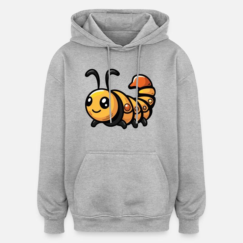 Bande dessinée de ver - Sweat à capuche oversize unisexe - gris chiné