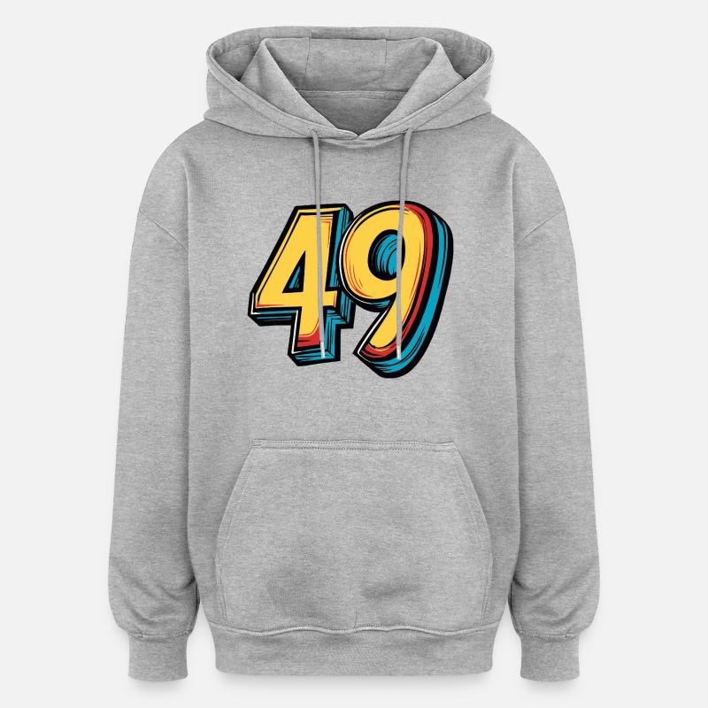 49 Symbole numérique - Sweat à capuche oversize unisexe - gris chiné