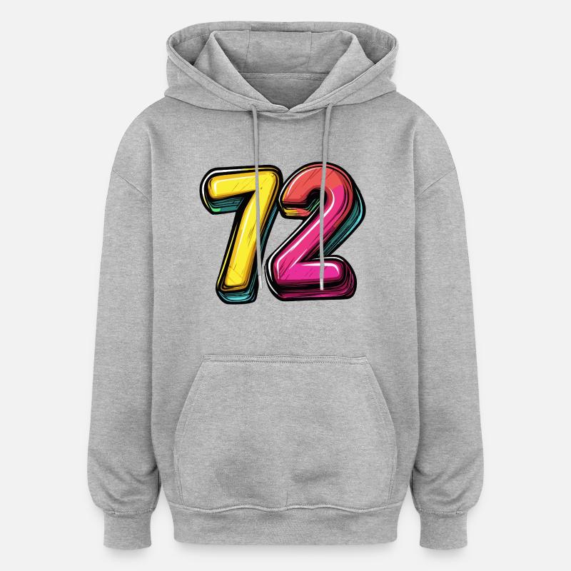 72 Symbole numérique - Sweat à capuche oversize unisexe - gris chiné
