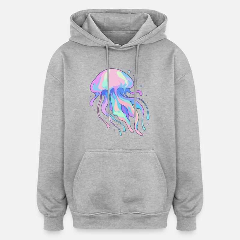 Méduse pastel - Sweat à capuche oversize unisexe - gris chiné