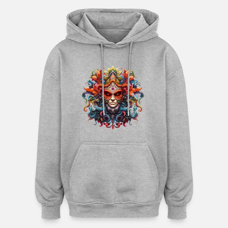 Masque d’ornement - Sweat à capuche oversize unisexe - gris chiné