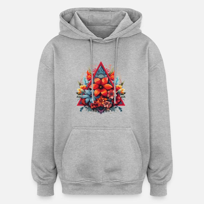 Triangle de fleurs - Sweat à capuche oversize unisexe - gris chiné