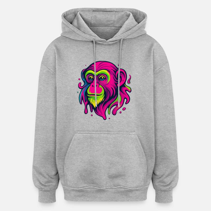 Singe Néon - Sweat à capuche oversize unisexe - gris chiné