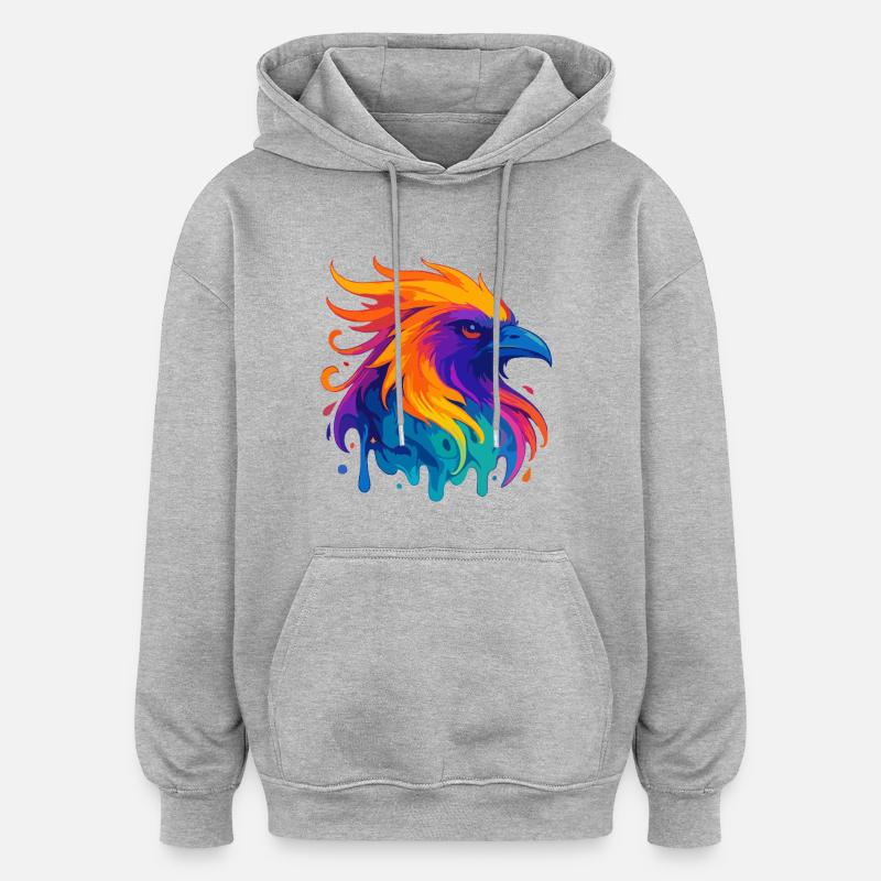 Neon Eagle - Oversized Unisex Hoodie - heather grey