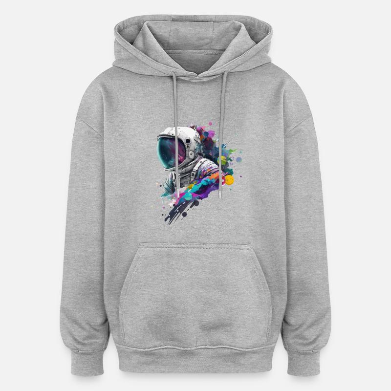 Couleur Astronaute - Sweat à capuche oversize unisexe - gris chiné