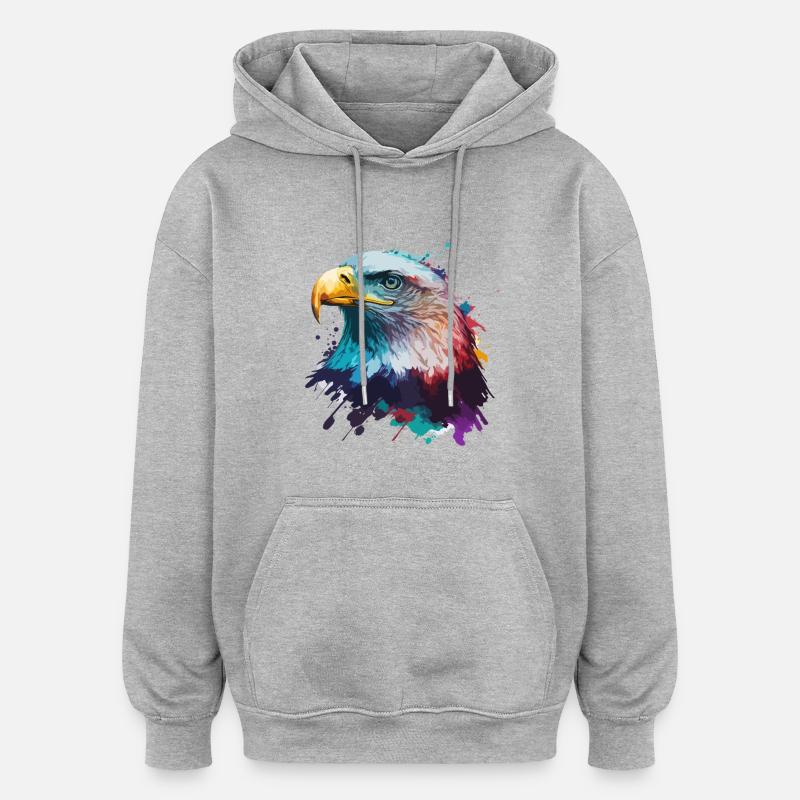 Aigle éclaboussant - Sweat à capuche oversize unisexe - gris chiné