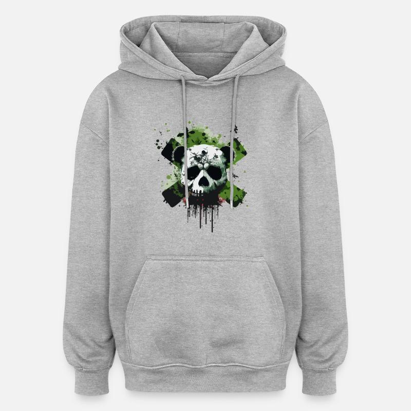 Crâne Panda - Sweat à capuche oversize unisexe - gris chiné