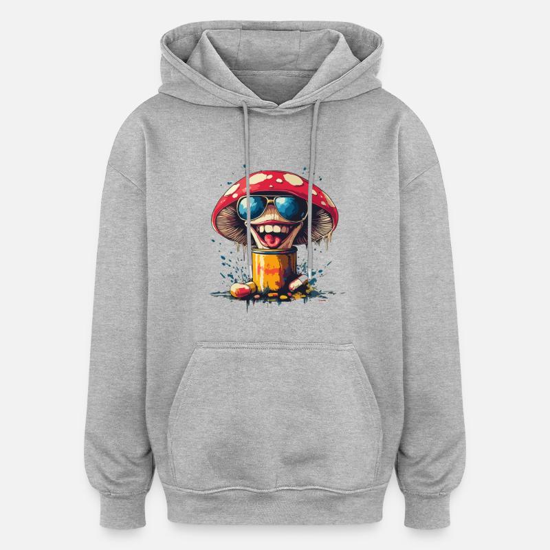 Champignon gluant psychédélique - Sweat à capuche oversize unisexe - gris chiné