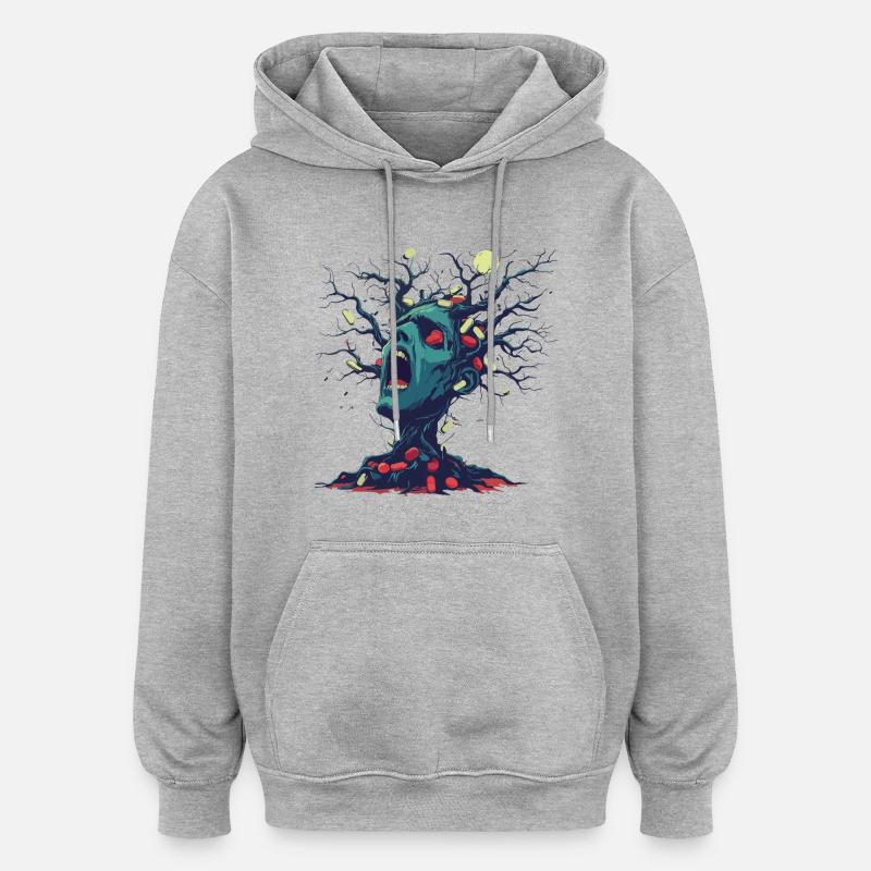 Cauchemar de l’arbre à pilules - Sweat à capuche oversize unisexe - gris chiné