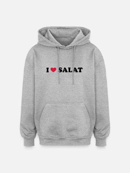 J'aime salade - Sweat à capuche oversize unisexe - gris chiné