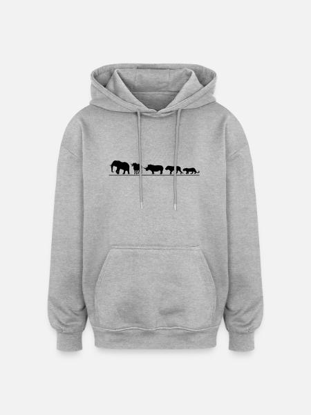 The Big Five Safari - Oversize unisex hoodie - grå meleret
