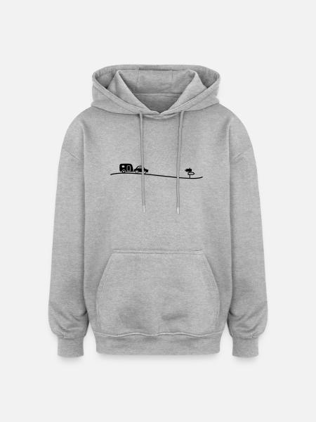 Auto Camping - Oversized Unisex Hoodie - Grau meliert