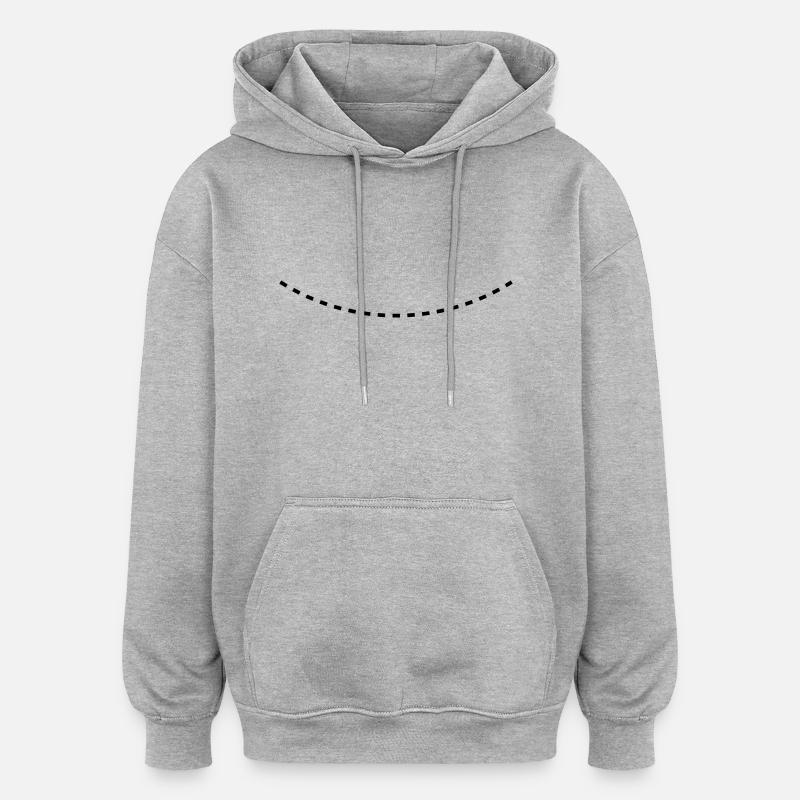 Dashed Curved Line - Sweat à capuche oversize unisexe - gris chiné