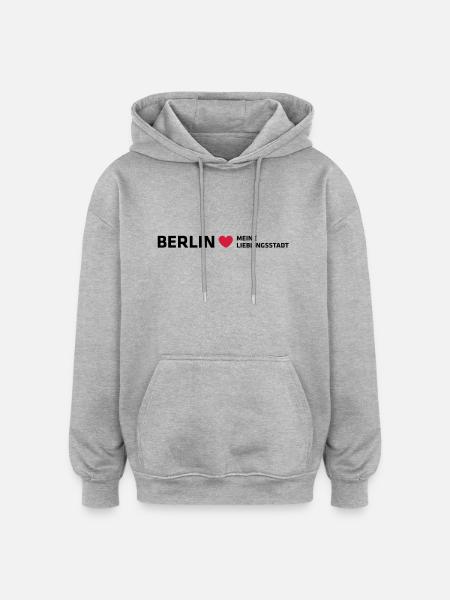 Berlin Ma ville préférée - Sweat à capuche oversize unisexe - gris chiné