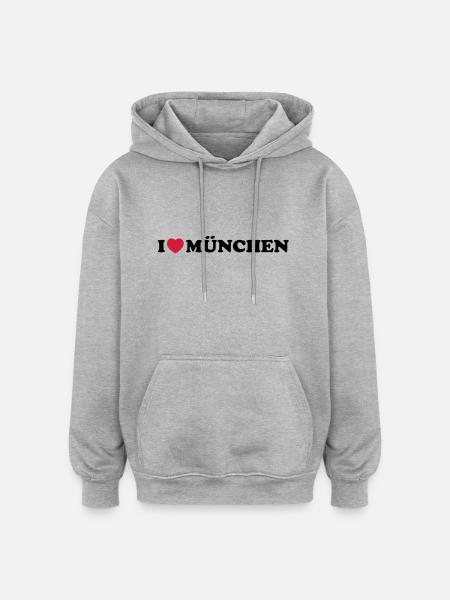 i love Munchen - Oversized Unisex Hoodie - heather grey