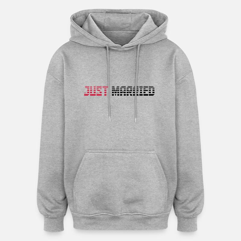 Just Married Text Logo Design - Oversized Unisex Hoodie - Grau meliert