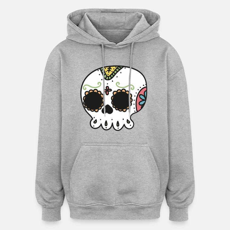 crâne - Sweat à capuche oversize unisexe - gris chiné