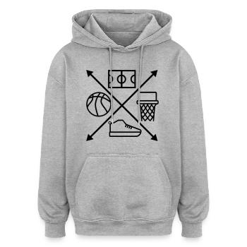 basketball - Sweat à capuche oversize unisexe - gris chiné - Devant - Noah (186cm)