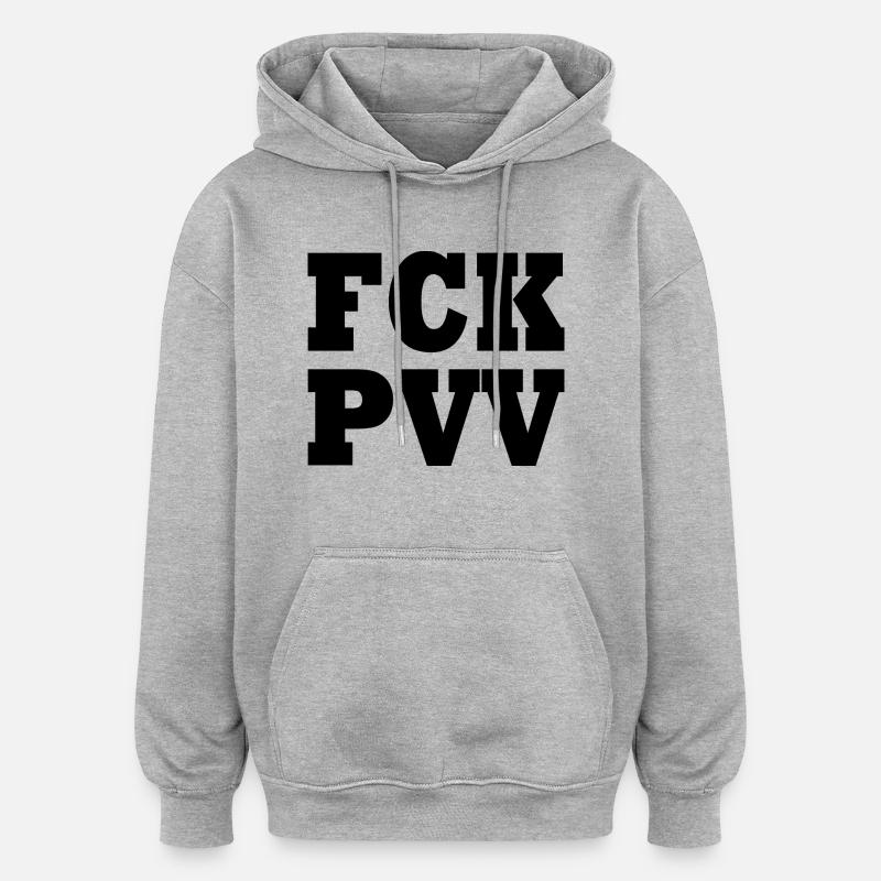 pvv - Sweat à capuche oversize unisexe - gris chiné