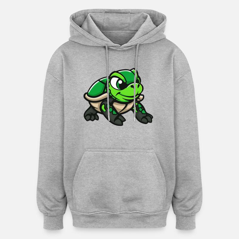 Schildkröte Comic - Oversized Unisex Hoodie - Grau meliert
