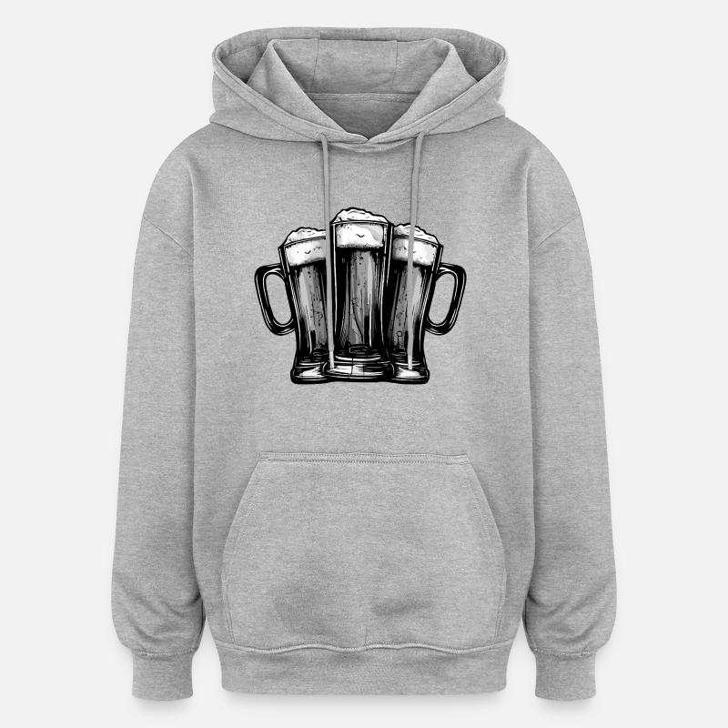 Équipe de chope de bière - Sweat à capuche oversize unisexe - gris chiné