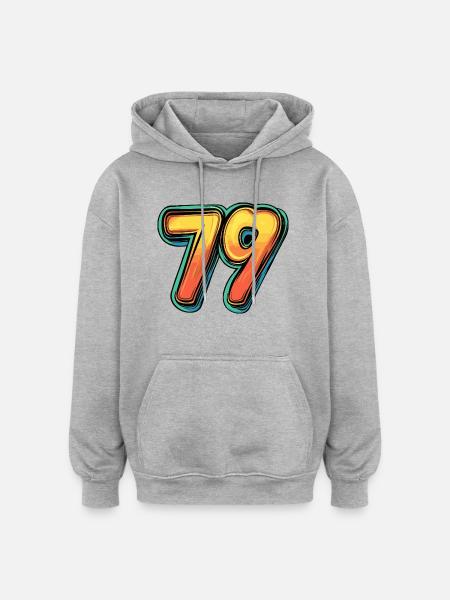 79 Zahl Bunt - Oversized Unisex Hoodie - Grau meliert