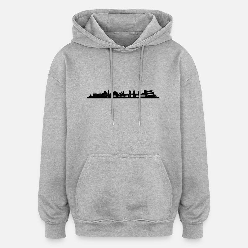 Skyline Potsdam lang - Oversized Unisex Hoodie - Grau meliert