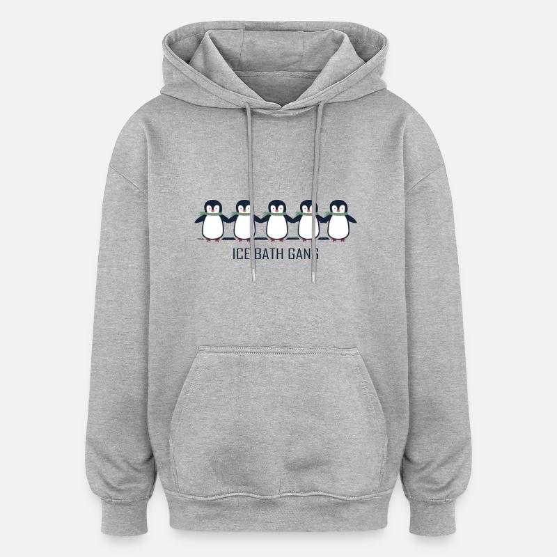 eisbader winterbader pinguin eisbaden - Oversized Unisex Hoodie - Grau meliert